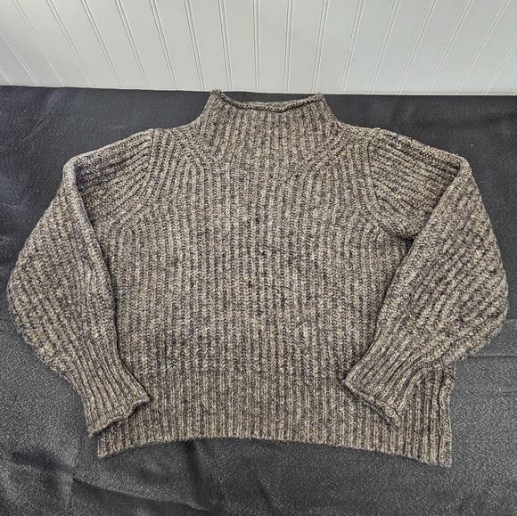 Madewell sweater Mockneck Loretto Women's Heather Otter Brown Small wool… - Picture 3 of 5